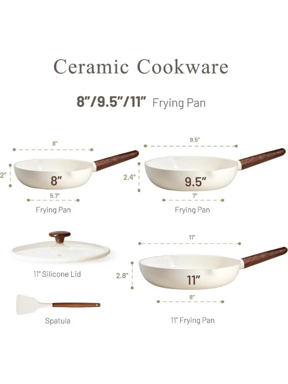 5-Piece Nonstick Ceramic Frying Pan Set - Durable Skillets for Easy Cooking